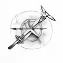bow and arrow with tomahawk  tattoo design idea