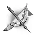 bow and arrow with tomahawk  tattoo design idea