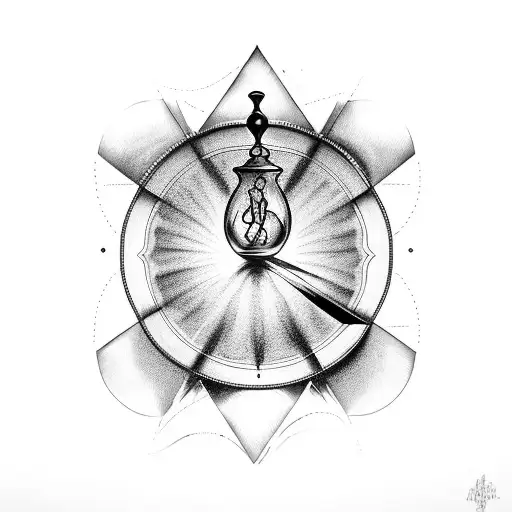 hourglass low on sand with a crack in the glass tattoo design idea