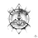 hourglass low on sand with a crack in the glass tattoo design idea