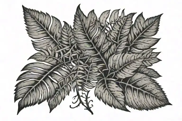 2 short names with a fern leaf feminine fine line work tattoo design idea