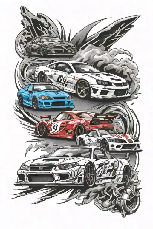 jdm cars racing tattoo design idea