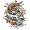 jdm car drifting tattoo design idea