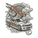 jdm car drifting tattoo design idea
