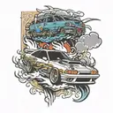 jdm car drifting tattoo design idea