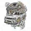 jdm car drifting tattoo design idea