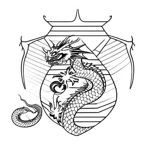 dragon with fine lines tattoo design idea