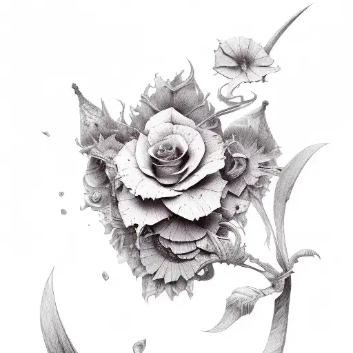 burgundy petals tattoo design idea