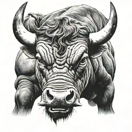 angry bull tattoo design idea