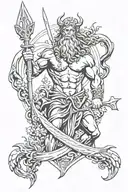 Poseidon holding a trident tattoo design idea