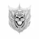 skull dragon warrior arm sleeve tattoo design idea