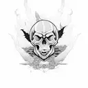 skull dragon warrior arm sleeve tattoo design idea