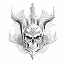skull dragon warrior arm sleeve tattoo design idea