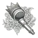microphone + crown hanging tattoo design idea