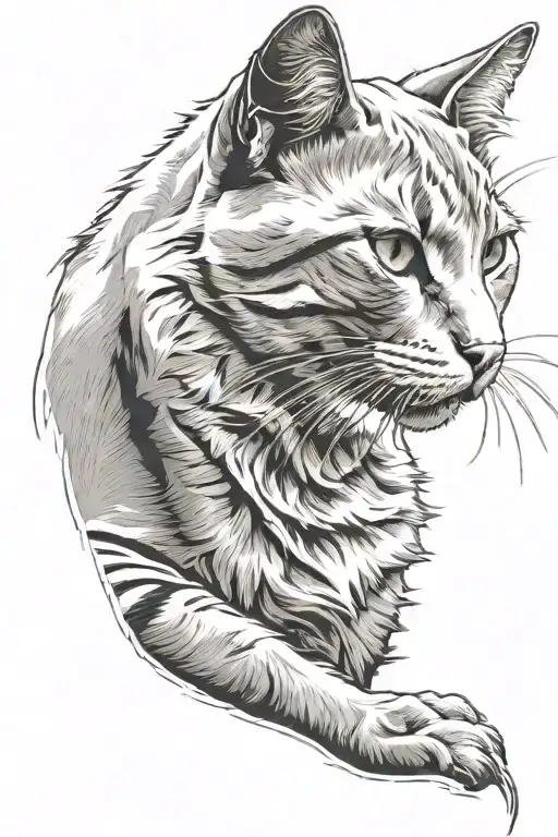 orange cat silhouette tattoo design idea