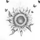sunflowers and butterflies  tattoo design idea