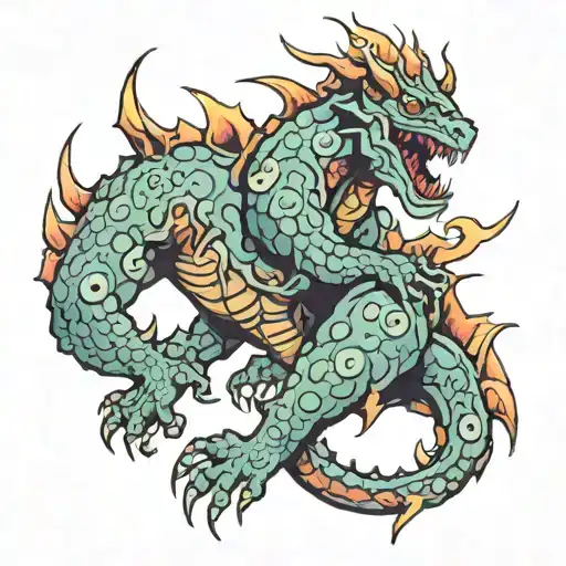kaiju text tattoo design idea