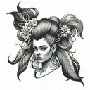 3d hair model tattoo design idea