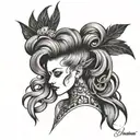 3d hair model tattoo design idea