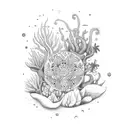 plantas do mar e terra  tattoo design idea