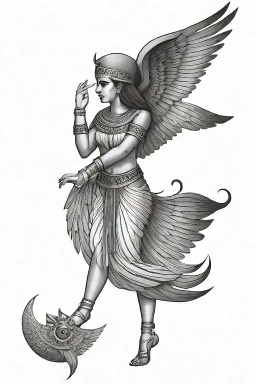 Isis with open wings (ancient Egyptian figure) tattoo design idea
