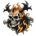flaming skull tattoo design idea