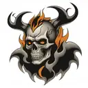 flaming skull tattoo design idea