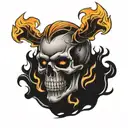 flaming skull tattoo design idea