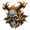 flaming skull tattoo design idea