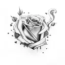 a broken heart laying on roses  tattoo design idea
