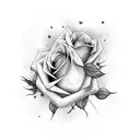 a broken heart laying on roses  tattoo design idea