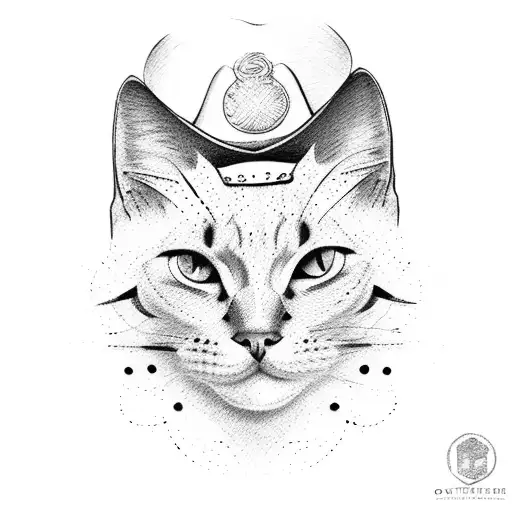 cowboy cat tattoo design idea
