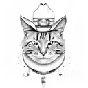 cowboy cat tattoo design idea