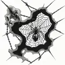 spider web with barbed wire tattoo design idea