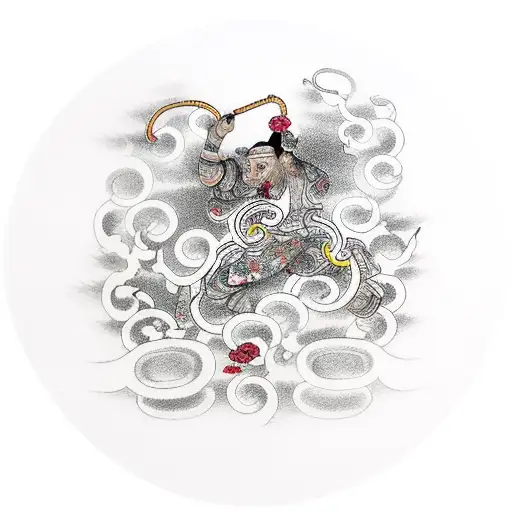 The flowery monk playing weiqi tattoo design idea