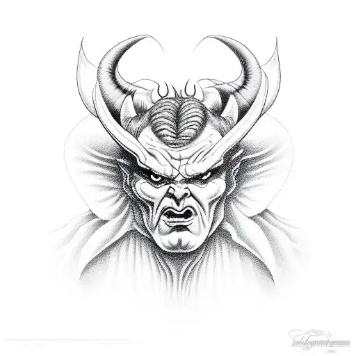 a sexy evil girl like satan tattoo design idea