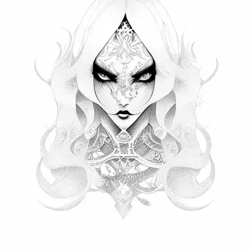 a sexy evil girl  tattoo design idea