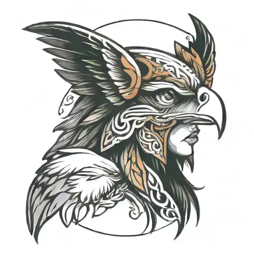 eagle woman face tattoo design idea