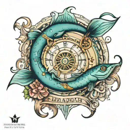 pisces, libra and aquarious zodiac sign tattoo design idea