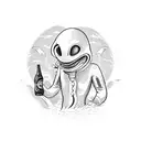 alien drinking beer on the beach tattoo design idea