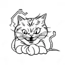 A minimalist tattoo of a mischievous cat engaging in BDSM play tattoo design idea