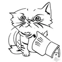 A minimalist tattoo of a mischievous cat engaging in BDSM play tattoo design idea