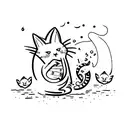 A minimalist tattoo of a mischievous cat engaging in BDSM play tattoo design idea