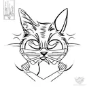 A minimalist tattoo of a mischievous cat engaging in BDSM play tattoo design idea