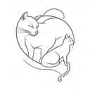 A minimalist outline of a cat and dog silhouette intertwined, signifying the bond between different animals in your care as a veterinarian tattoo design idea