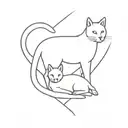 A minimalist outline of a cat and dog silhouette intertwined, signifying the bond between different animals in your care as a veterinarian tattoo design idea