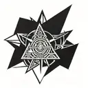 raido inside a incomplete imperfect circle sun with 7 triangle sun beams tattoo design idea