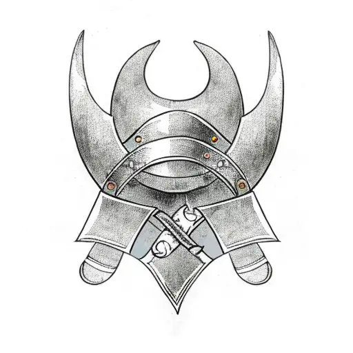 Viking helmet, crossed viking axes and in a wreath of Scandinavian pattern and Norse runes tattoo design idea