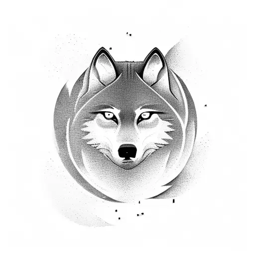 A dirtbike tire track forming the shape of a wolf tattoo design idea