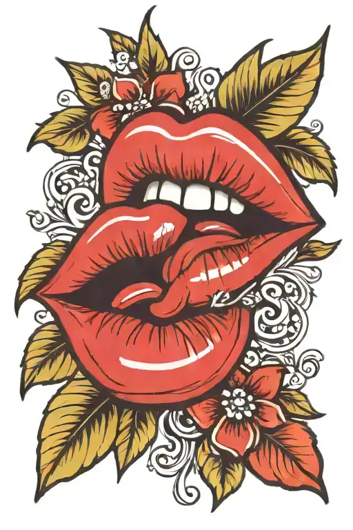 lips like kissed with red tattoo design idea